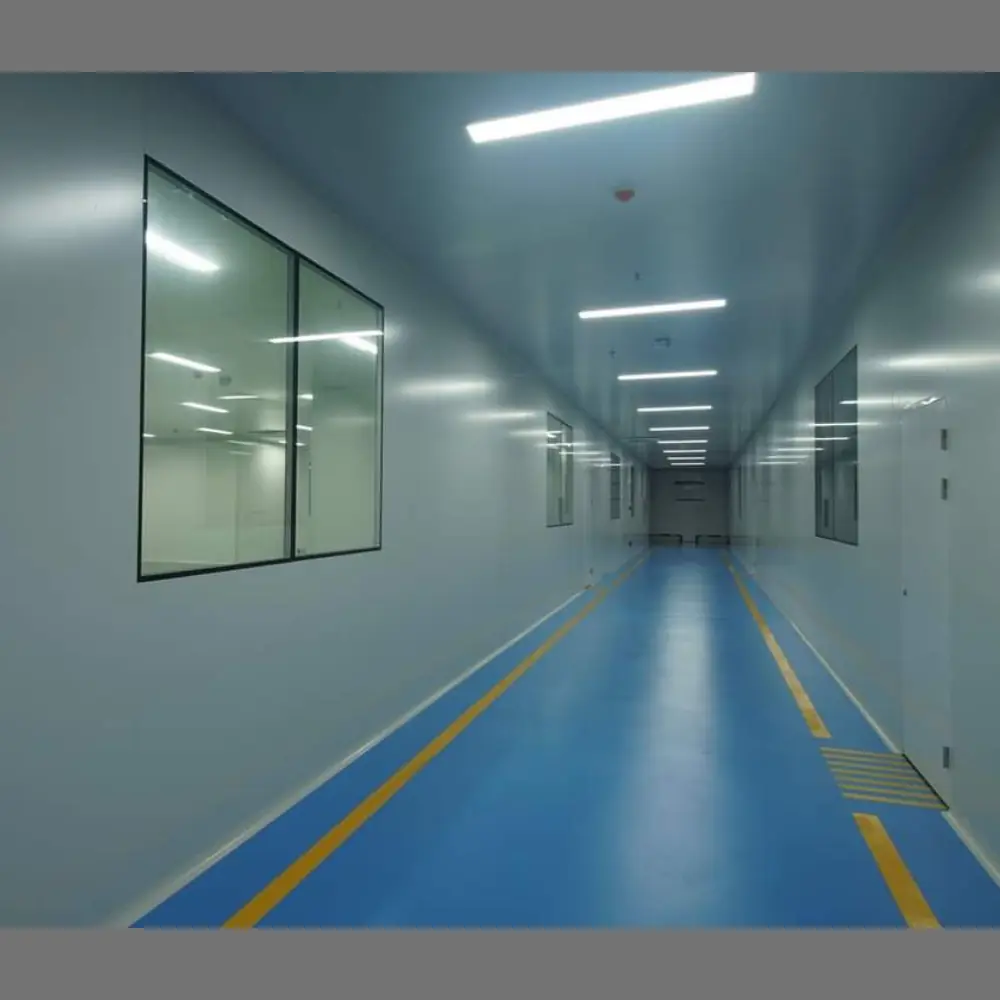 Clean room corridor with modular partition panels